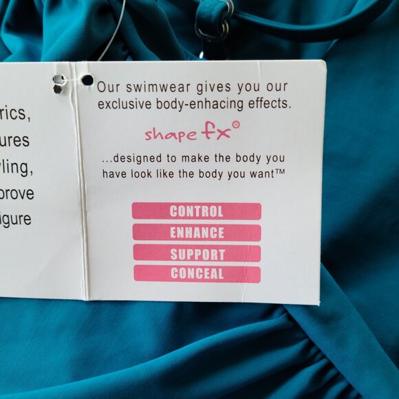 SHAPE FX TEAL CONTROL SWIMSUIT-SIZE 8- BEJEWELED WRAP ONE-PIECE - Picture 6 of 10